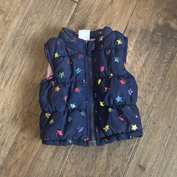 Healthtex Navy and Pink Star Puffer Vest - Picture 1 of 2